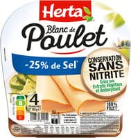 HERTA Blanc Poulet sel réduit sans nitrite x4 140g