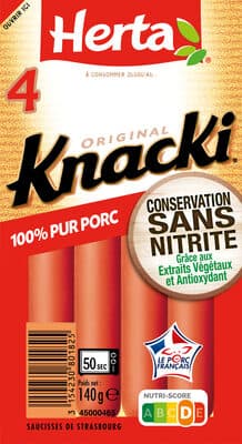 HERTA KNACKI Original saucisse Porc sans nitrite x4 - 140g