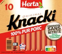 HERTA KNACKI Saucisses 100% pur porc sans nitrite x10 350g