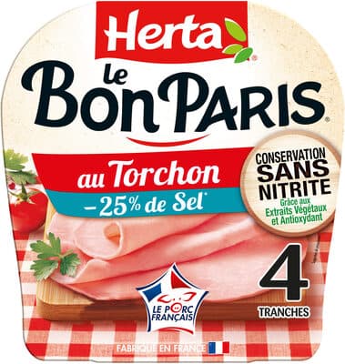 HERTA LE BON PARIS Jambon torchon sel réduit ss nitrite x4