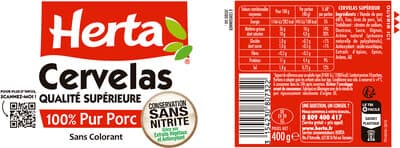 HERTA Cervelas Saucisson Pur Porc sans nitrite 400g