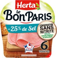 HERTA LE BON PARIS Jambon sel réduit sans nitrite x6-210g