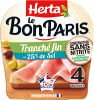 LE BON PARIS Jambon tranché fin sel réduit sans nitrite x4