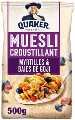 Quaker Muesli Croustillant Myrtilles & baies de goji