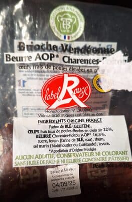 Brioche vendéenne tressée Label Rouge AOP Charentes-Poitou