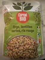 Orge, lentilles vertes, riz rouge au naturel