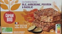 Tendres carrés de blé aux aubergine, poivron,  basilic
