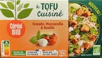 Tofu cuisiné tomate, Mozzarella et basilic
