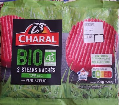 2 Steaks hachés 15% MG pur bœuf Bio