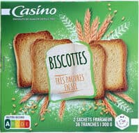 Biscottes très pauvres en sel
