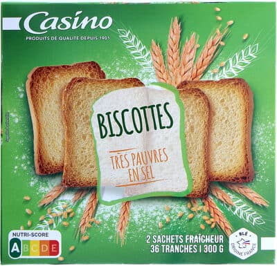 Biscottes très pauvres en sel