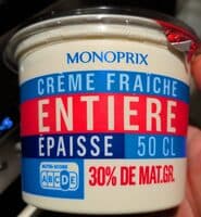Crème fraîche entière épaisse 30% de mat. gr.