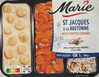 St Jacques à la bretonne riz et carottes cuisinées
