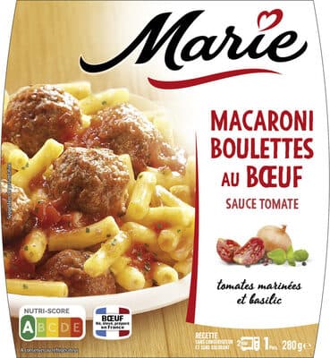 Macaroni sauce tomate et boulettes au bœuf