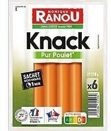 Knack volaille x6 210g - france