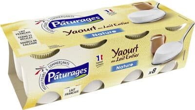 YAOURT AU LAIT ENTIER POT VERRE 8X125G - nature
