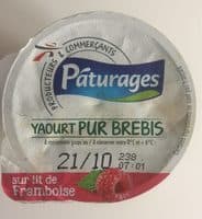 Yaourt pur brebis sur lit de framboise