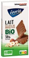Tablette BIO dégustation - Chocolat au lait aux éclats de noisettes - 100g