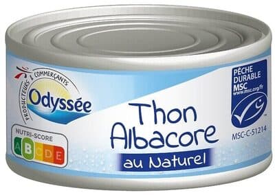 Thon albacore précuit au naturel MSC 200g 140g (1/4)