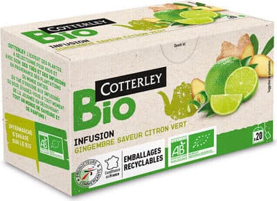 Infusion bio cotterley gingembre saveur citron vert