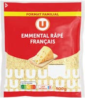 Emmental français au lait pasteurisé rapé 29%MG, zip de 500g