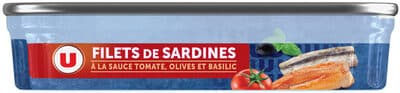 Filets de sardines tomate ,basilic et olives boîte de 1/6, 100g