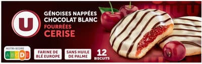 Biscuits fourrés à la cerise nappés de chocolat paquet de 150g