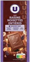 Chocolat au lait extra raisins et noisettes Tablette de 200g