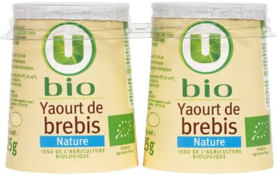 Yaourts bio nature au lait de brebis 2x125g
