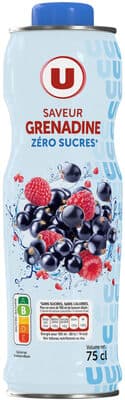 Boisson concentrée à diluer à la grenadine sans sucres bouteille de75cl