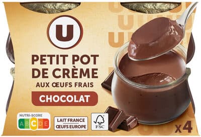 Desserts lactés à la crème aux oeufs frais saveur chocolat 4x100g