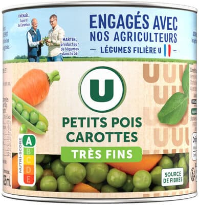 Petits pois très fins et carottes - Boîte de 265g net égoutté