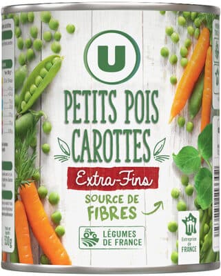 Petits pois extra fins et jeunes carottes - Boîte de 530g net égoutté