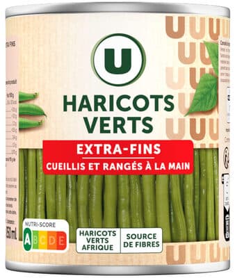 Haricots verts extra-fins cueillis et rangés à la main - Boite de 440gnet égoutté