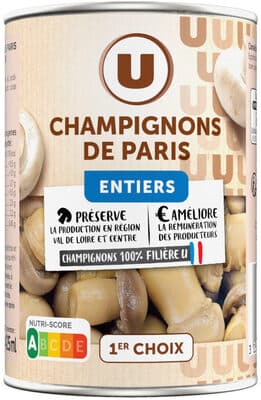 Champignons de Paris entiers 1er choix - Boîte 230g