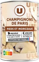 Champignons de Paris pieds et morceaux - Boîte de 230g net égoutté