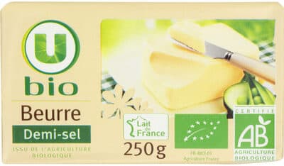 Beurre demi sel bio 80%MG - plaquette de 250g