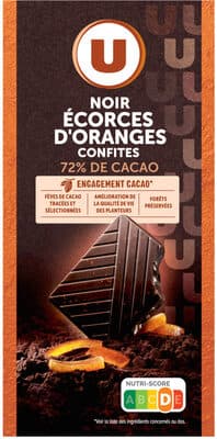 Chocolat noir 72% de cacao aux écorces d'orange - tablette 100g