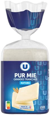 Pain de mie nature sans croûte en grandes tranches 500g