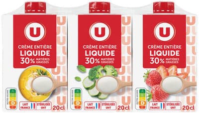 Crème entière liquide UHT 30% MG