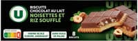 Biscuits tablette au chocolat au lait noisettes et riz soufflé paquetde 145g