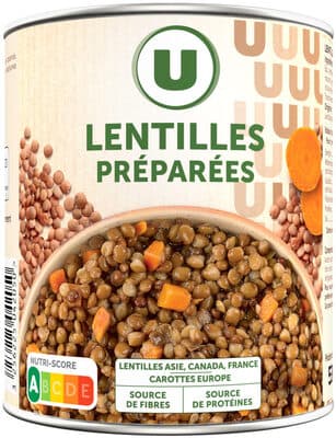 Lentilles préparées - Boîte 530g