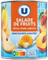 Mélange fruits sans sucre ajoutés de pêches, poires, abricots au jus de raison à base de concentré 475g