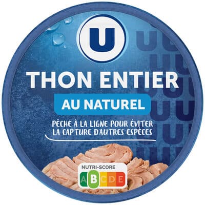 Thon listao entier au naturel pêche à la ligne boîte de 93g