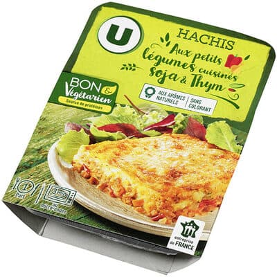 Hachis végétarien aux légumes cuisinés, protéines de soja, thym et basilic