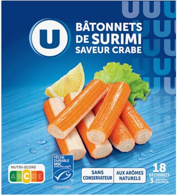 Bâtonnets de préparation à base de chair de poissons saveur crabe - x18 - 288g