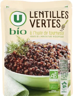 Lentilles vertes à l'huile de tournesol sachet micro-ondable de250g