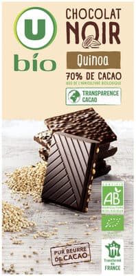 Chocolat noir 70% de cacao quinoa - Tablette 100g