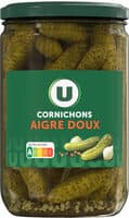 Cornichons aigre doux bocal 37cl, 185g