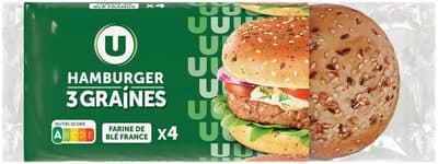 Pain burger 3 graines x4, 300g